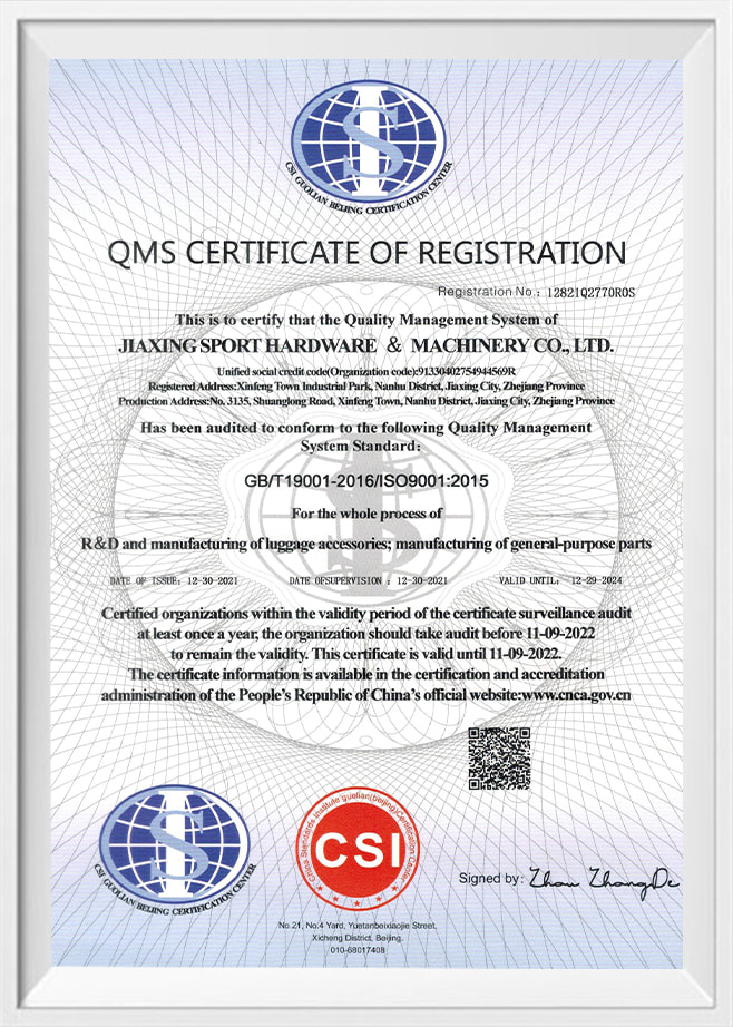 Certificato di registrazione Qms