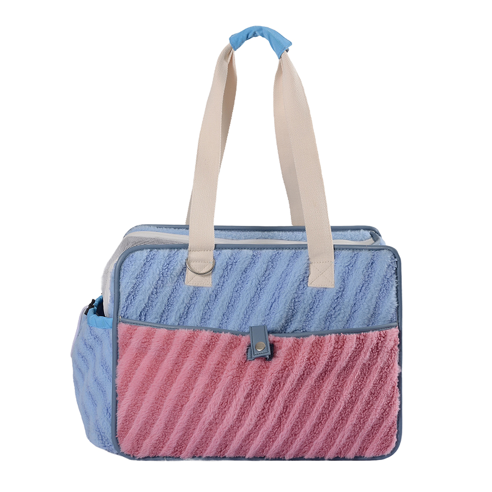 Borsa portatile alla moda per animali domestici in peluche, borsa da trasporto per cani e gatti, borsa da esterno fitness autunno e inverno