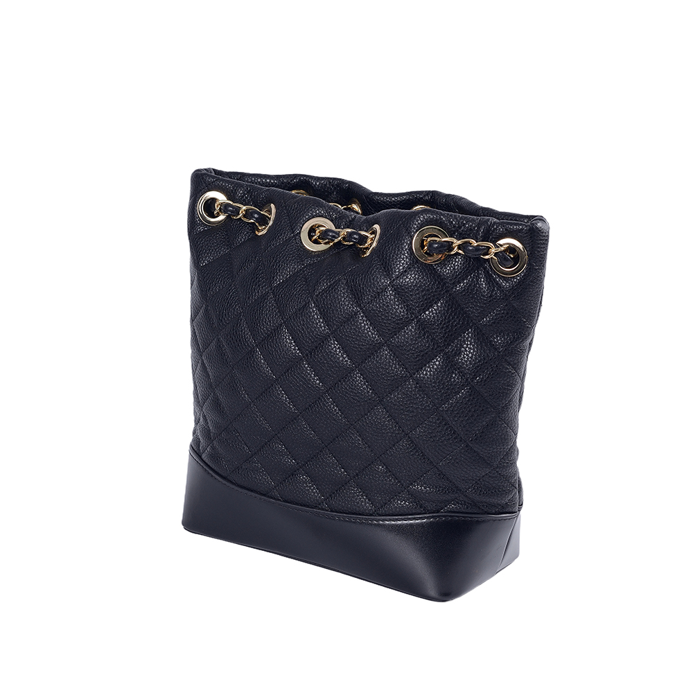 Zaino classico da donna con catena in oro nero, borsa casual in pelle di alta qualità