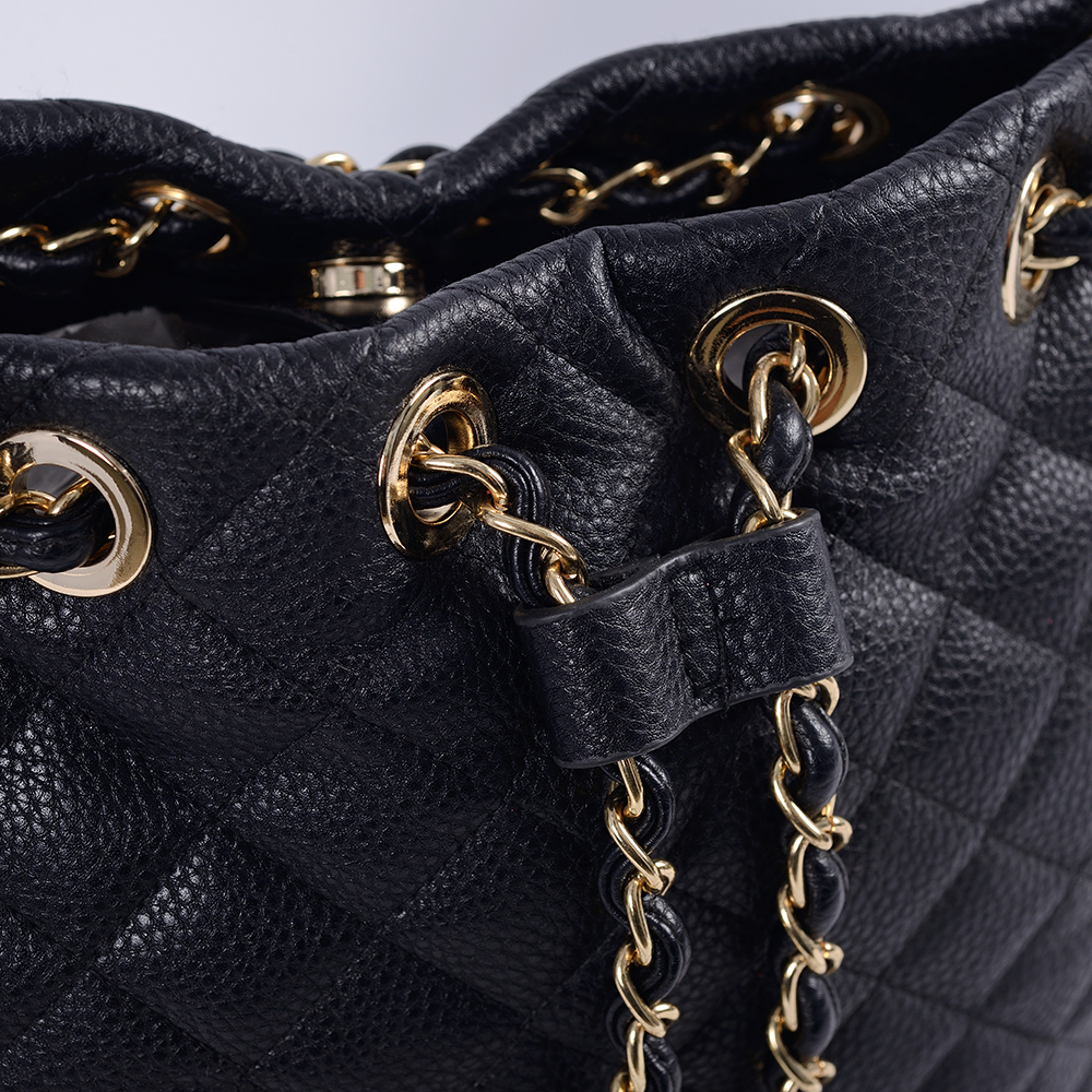 zaino da donna borsa con catena in oro nero logo e colore personalizzati di fabbrica