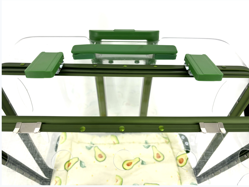 custodia da viaggio per esterni con trolley per animali domestici di forma quadrata trasparente di fascia alta per PC