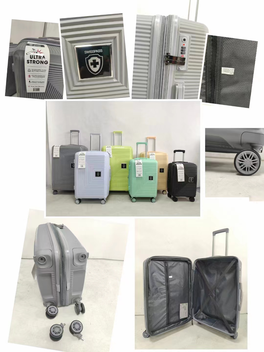 Produttore di valigie da viaggio con trolley in polipropilene PP da 4 pezzi personalizzato